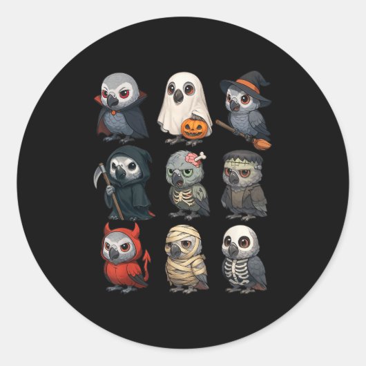 African G Parrot Bird Witch Zombie Halloween Costu Runder Aufkleber (Vorderseite)