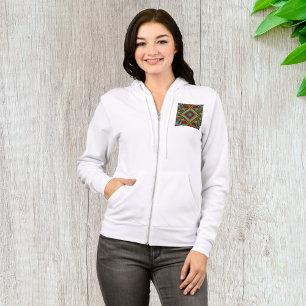 African Geometric Motif Womens Full-Zip Hoodie