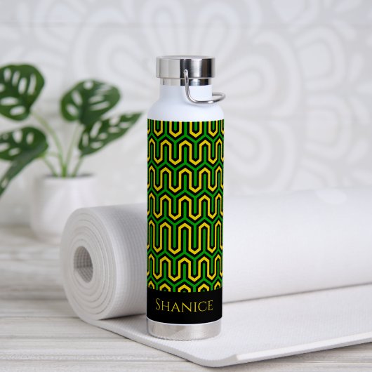 African Geometric Print Jamaican Pattern Trinkflasche (Yoga (gedreht))