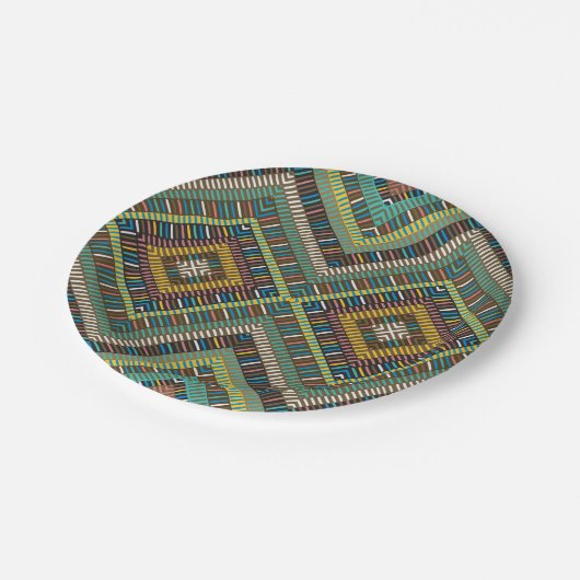 African Geometrical Motif Pappteller (Schrägansicht)