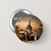 African Giraffe Bongo Drum Player, Button (Vorne & Hinten)