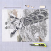 African Giraffe Pencil Sketch Seidenpapier (Handwerk)