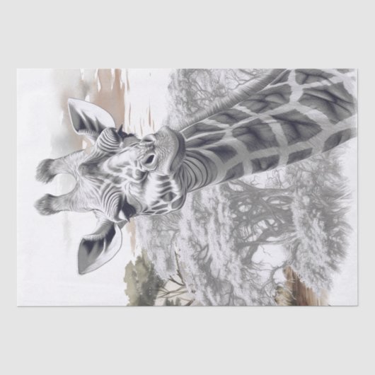 African Giraffe Pencil Sketch Seidenpapier (Vorderseite)