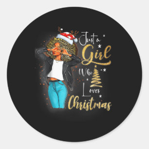 African Girl American Melanin Weihnachts-Weihnacht Runder Aufkleber
