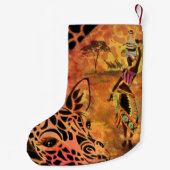 African Girl and Giraffe Christmas Strumpf Kleiner Weihnachtsstrumpf (Rückseite)