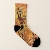 African Girl and Giraffe - Friends - Art Drawing - Socken (Rechts - Außen)