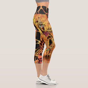 African Girl and Giraffe - Friends - Art Zeichn - Capri Leggings