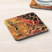 African Girl and Giraffe - Friends - Art Zeichn - Getränkeuntersetzer (Linke Seite)