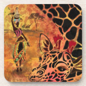 African Girl and Giraffe - Friends - Art Zeichn - Getränkeuntersetzer (Vorderseite)