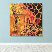 African Girl and Giraffe - Friends - Art Zeichn - Leinwanddruck (Insitu (Holzboden))