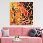 African Girl and Giraffe - Friends - Art Zeichn - Leinwanddruck (Insitu (Wohnzimmer))