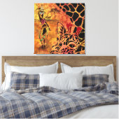 African Girl and Giraffe - Friends - Art Zeichn - Leinwanddruck (Insitu (Schlafzimmer))