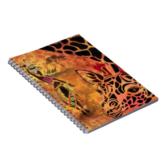 African Girl and Giraffe - Friends - Art Zeichn - Notizblock (Rechte Seite)