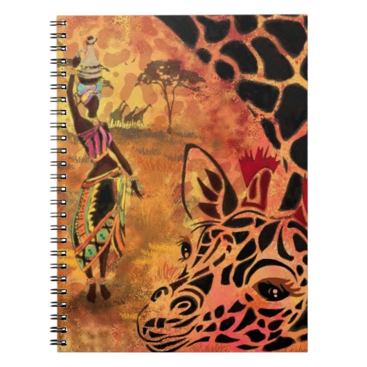 African Girl and Giraffe - Friends - Art Zeichn - Notizblock (Vorderseite)