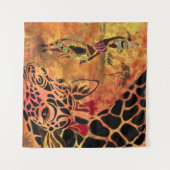 African Girl and Giraffe - Friends - Art Zeichn - Wandteppich (Vorderseite (Horizontal))