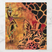 African Girl and Giraffe - Friends - Art Zeichn - Weinetikett (Einzelnes Label)