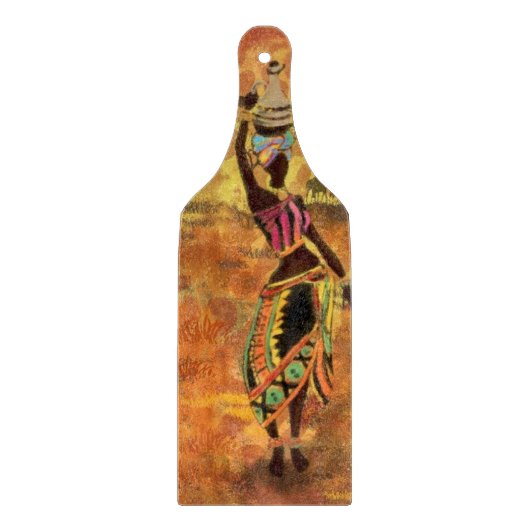 African Girl and Giraffe - Friends - Kunst Zeichne Schneidebrett (Vorderseite)