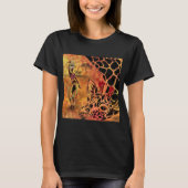African Girl and Giraffe - Friends - Kunst Zeichne T-Shirt (Vorderseite)