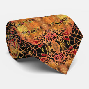 African Girl and Giraffe Friends Neck Tie Painting Krawatte