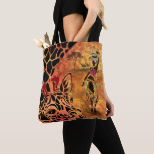 African Girl and Giraffe Tote Bag - Freunde Tasche