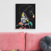 African Girl Line Art Colorful Leinwanddruck (Insitu (Wohnzimmer))