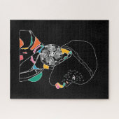 African Girl Line Art Colorful Puzzle (Horizontal)