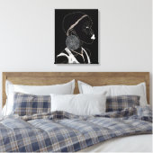 African Girl Line Art Schwarz/Weiß Leinwand Art (Insitu (Schlafzimmer))