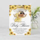 African Girl Sunflower Baby Shower Einladung (Stehend Vorderseite)