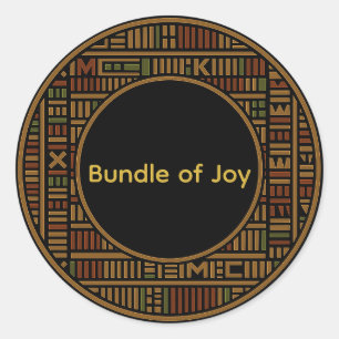 African Gold Kente Baby Dusche Round Sticker
