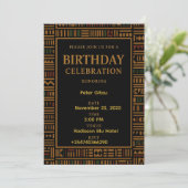African Gold Kente Birthday Einladung (Stehend Vorderseite)