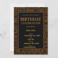 African Gold Kente Birthday Einladung