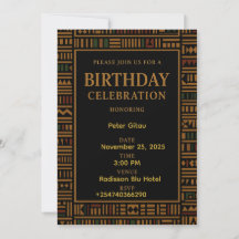 African Gold Kente Birthday Einladung