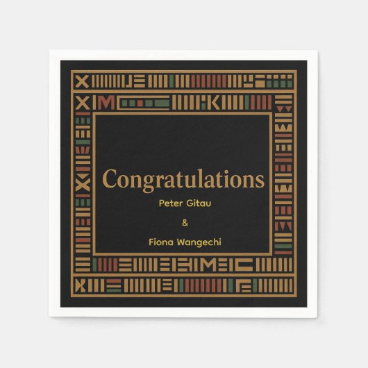 African Gold Kente Wedding Party Napkin Serviette (Vorderseite)