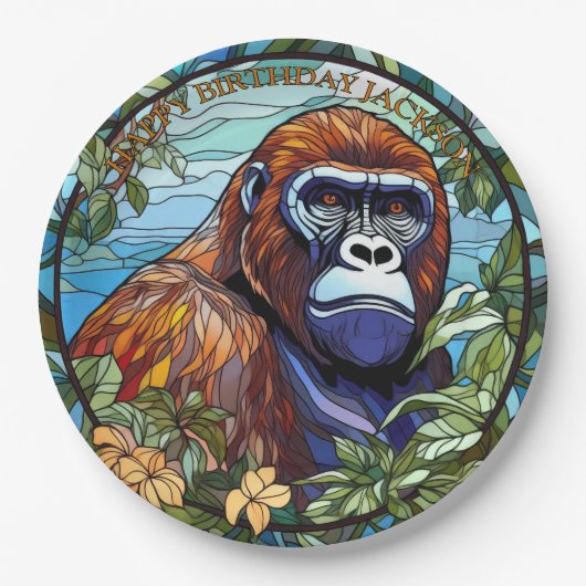 African Gorilla Birthday Pappteller (Vorderseite)