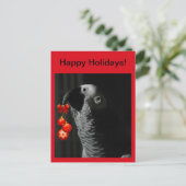 African Gray Happy Holidays Weihnachten Postcard (Stehend Vorderseite)