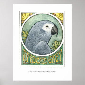 African Gray Nouveau Poster
