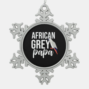 African Gray Papa Schneeflocken Zinn-Ornament