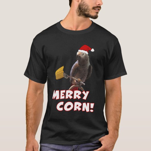 African Gray Paprot Christmas Merry Corn Long Slee T-Shirt (Vorderseite)