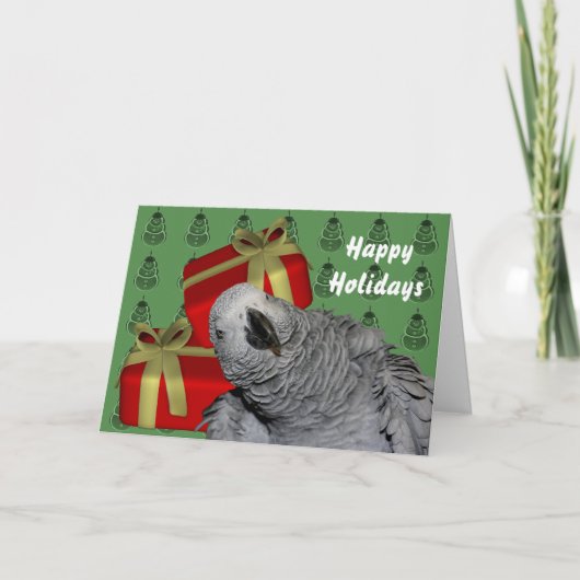 African Gray Paprot Weihnachtskarte Feiertagskarte (Vorderseite)