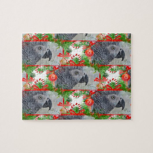 African Gray Parrot Christmas Puzzle (Horizontal)