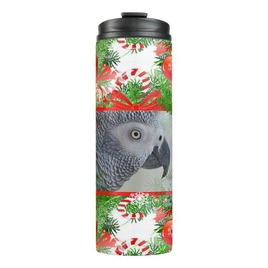 African Gray Parrot Christmas Thermosbecher (Vorderseite)