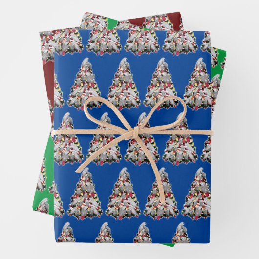 African Gray Parrot Christmas Tree Wrapping Paper Geschenkpapier Set (Beispiel)