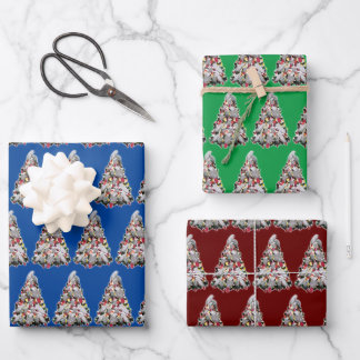 African Gray Parrot Christmas Tree Wrapping Paper Geschenkpapier Set