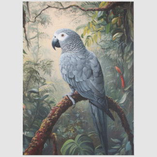 African Gray Parrot Decoupage Seidenpapier