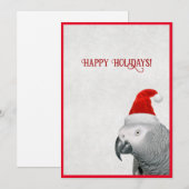 African Gray Parrot Flat Holiday Card Feiertagskarte (Vorne/Hinten)