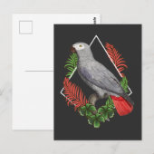 African Gray Parrot Lover Blume Postkarte (Vorne/Hinten)