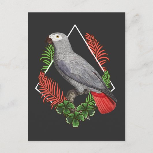 African Gray Parrot Lover Blume Postkarte (Vorderseite)
