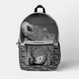 African Gray Parrot Niedlich Bird Personalisiert Bedruckter Rucksack
