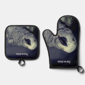 African Gray Parrot Niedlich Bird Personalisiert Ofenhandschuh & Topflappen-Set (Vorderseite)