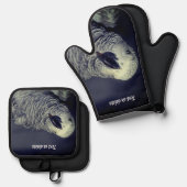 African Gray Parrot Niedlich Bird Personalisiert Ofenhandschuh & Topflappen-Set (Vorderseite/Rückseite)